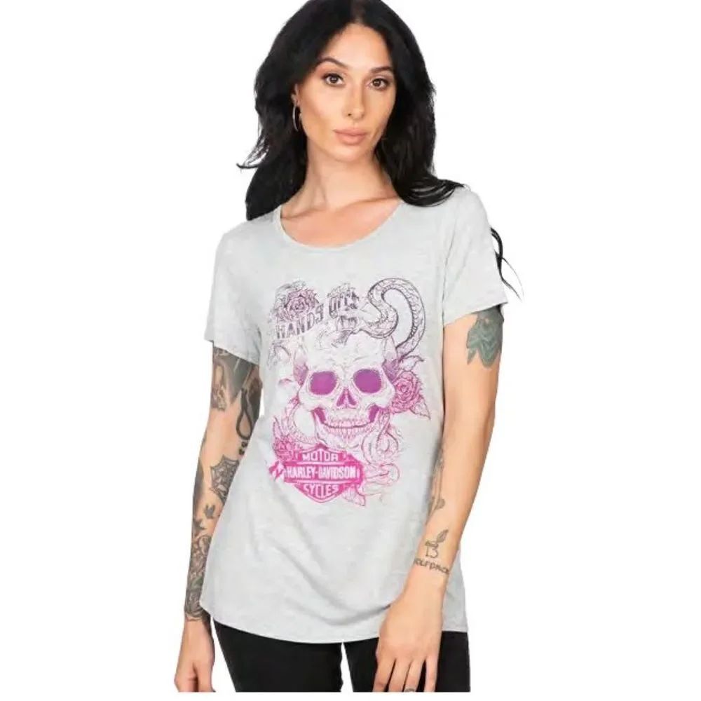 Harley-Davidson Hands Off Sequin Skull Tee